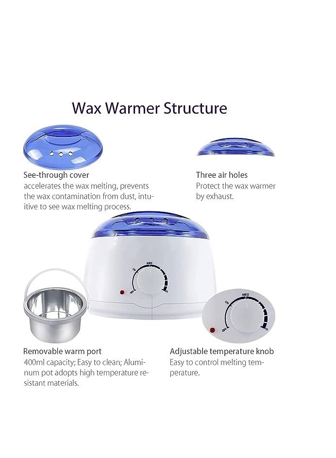 ORiTi Waxing Kits Professional Full Kit, Wax Heater Kit Inculding Wax Warmer, 4 * 25g Hard Wax Beans and 30 Pcs Wax Spatulas - Image 3