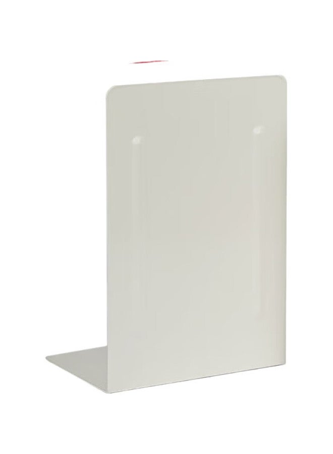 Tango [Back To School Essential] Tango L-Shaped Large Square White Bookend With Compression Strips, Simple Desktop Bookend Stand, Table Book Holder Clip, 1 Pair (2 Pieces) - Image 2