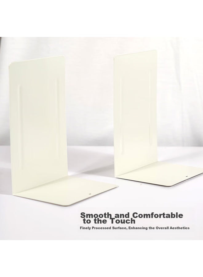 Tango L-shaped Large Square White Bookend With Compression Strips, Simple Desktop Bookend Stand, Table Book Holder Clip, 1 Pair - Image 3