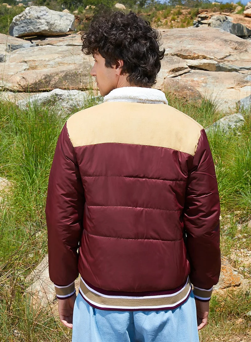 CAHOOT  Men's Brown Puffer Jacket With Fleece Detail for Men | Best Price UAE