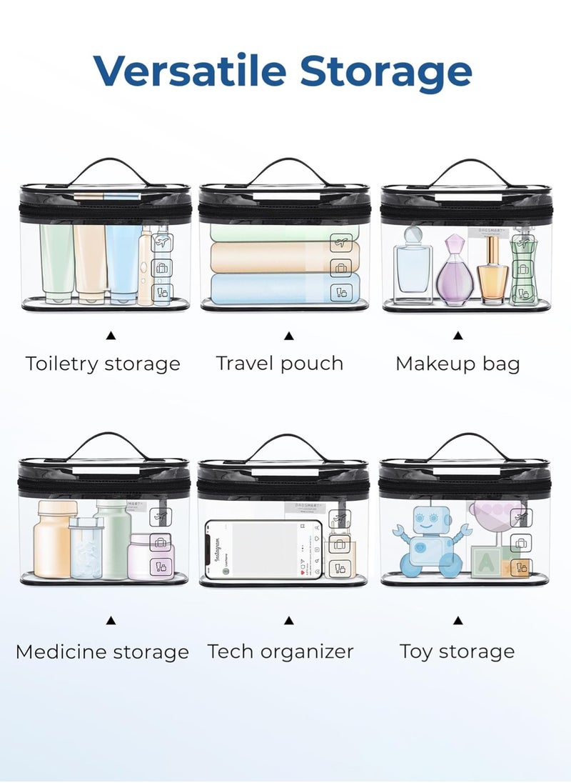 LENND Toiletry Bag, 2 Pack Clear Makeup Cosmetic Bag Organizer, Quart Size Travel Bag for Toiletries, Carry-on Travel Accessories Essentials, Black-2pcs  - Image 5