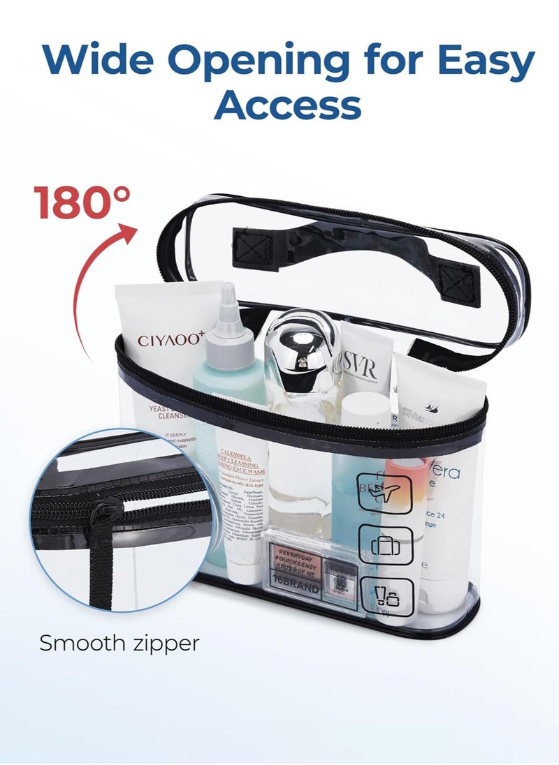 LENND Toiletry Bag, 2 Pack Clear Makeup Cosmetic Bag Organizer, Quart Size Travel Bag for Toiletries, Carry-on Travel Accessories Essentials, Black-2pcs  - Image 2