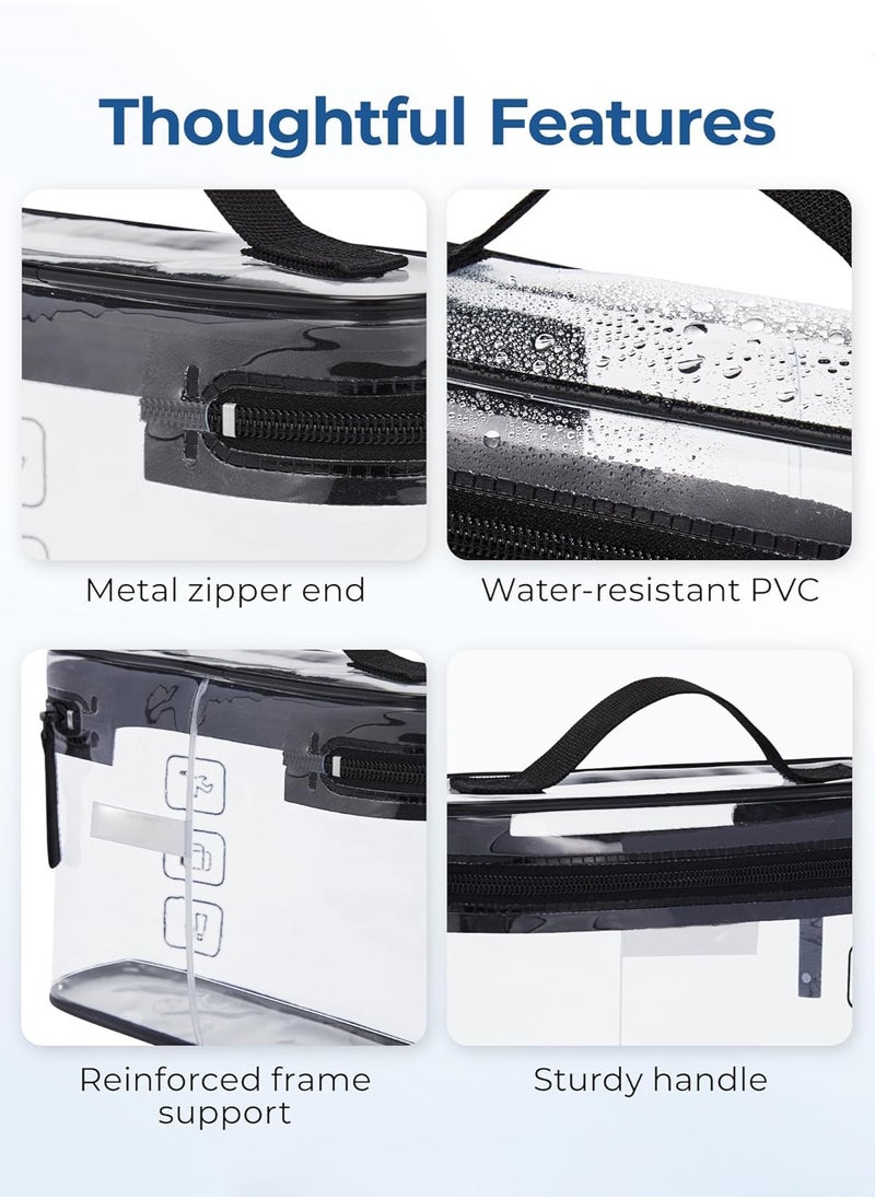 LENND Toiletry Bag, 2 Pack Clear Makeup Cosmetic Bag Organizer, Quart Size Travel Bag for Toiletries, Carry-on Travel Accessories Essentials, Black-2pcs  - Image 3