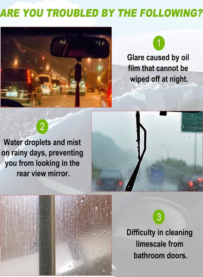 Generic Automotive Oil Film Cleaning Brush, Reusable 2025 New Car Glass Cleaning Board with Clean the towel for Windshield Improves Clarity and Visibility 2 Sets, Green.  - Image 5