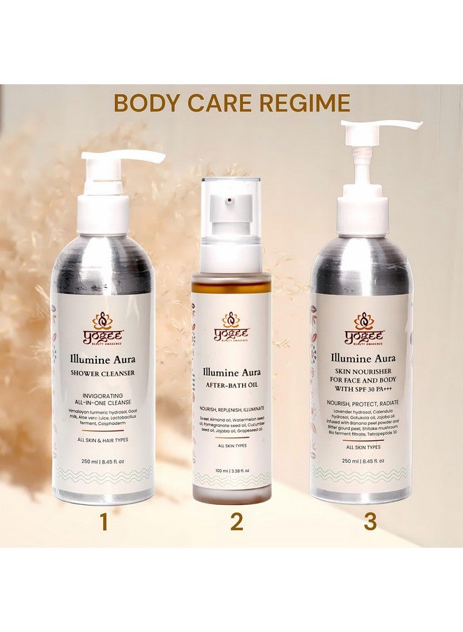 YOGEE Illumine Aura Skin Nourisher for Face and Body with SPF 30 | Hydration, UV Defense, Radiant Skin, Less Spots, No Acne/Bacne, No Scars, Probiotics | 250ml - Image 4