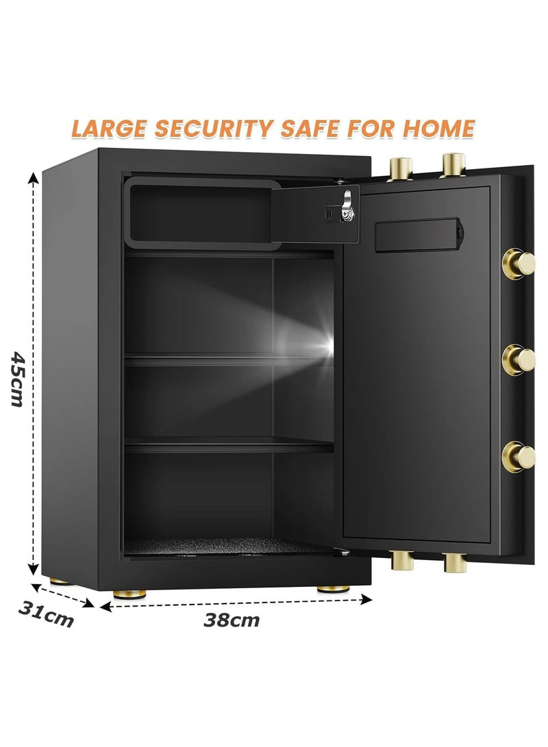 AUTOYSUR Safe box,Home Safe Box Fireproof Waterproof, Heavy Duty Fire proof Safe Boxes for Home Use, Removable Inner Cabinet and Shelf, Anti-Theft Digital Safe Box for Home Office Hotel,45x38x31cm - Image 2