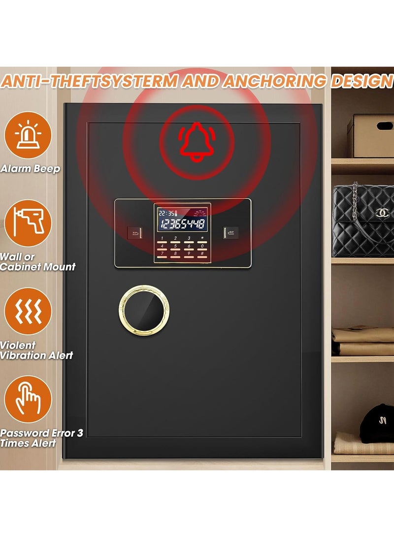 AUTOYSUR Safe box,Home Safe Box Fireproof Waterproof, Heavy Duty Fire proof Safe Boxes for Home Use, Removable Inner Cabinet and Shelf, Anti-Theft Digital Safe Box for Home Office Hotel,45x38x31cm - Image 5