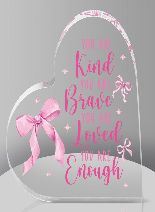 Kathfly Coquette Pink Bow Room Decor Inspirational Pink Bow Acrylic Keepsake for Girl Women Cheer up Gift Graduation Birthday Day - Image 1