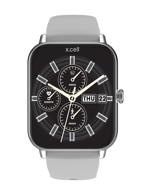 Xcell G8 Talk Smart watch, Heart Rate/Blood Pressure/Oxygen Level Monitoring, Receive & Make Calls,Water Resistance: IP67, 1 Week Battery Life, Compatibility: IOS/Android-Gray