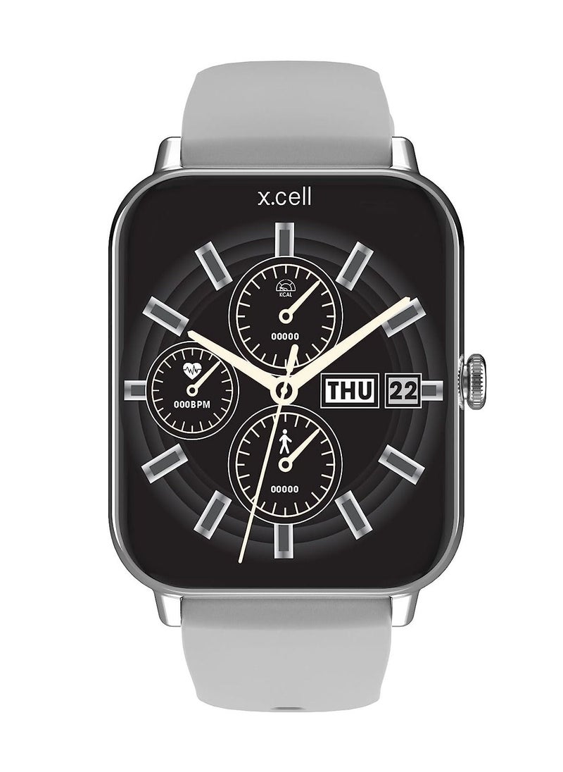 Xcell Xcell G8 Talk Smart watch, Heart Rate/Blood Pressure/Oxygen Level Monitoring, Receive & Make Calls,Water Resistance: IP67, 1 Week Battery Life, Compatibility: IOS/Android-Gray  - Image 1