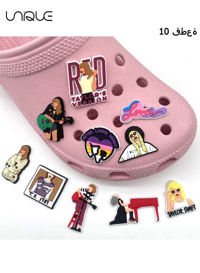 Unique 10 PCS Taylor Swift Series Shoe Buckle - Works with Any Shoes With Holes - Best Gifts for Fans - Accessories for Girls and Boys for Party Gifts  - Image 1