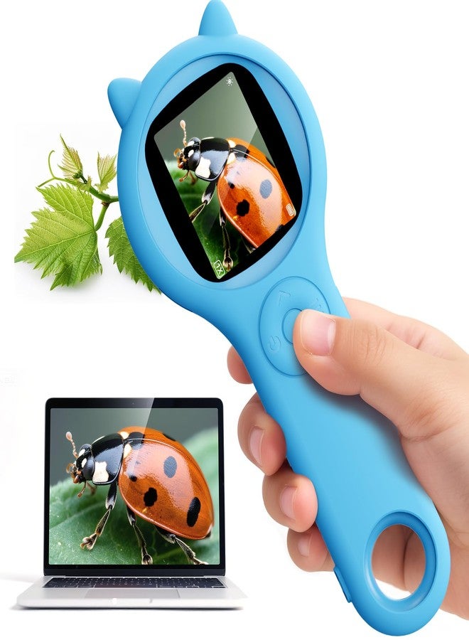 Ashfly Outdoor Exploration Microscope for Kids, 500X Portable Digital Microscope with 2" IPS Screen, Summer Camping Travel STEM Toy Age 5-12 (Blue) - Image 1