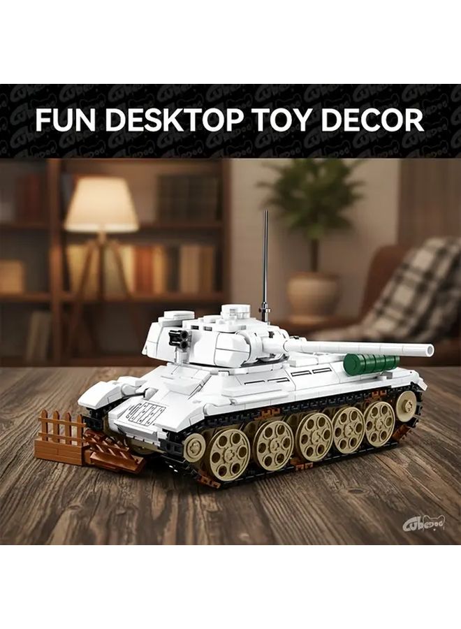 T34 Christmas Snow Medium Tank Building Blocks Set Military Armored Vehicle Model Gift - Image 3