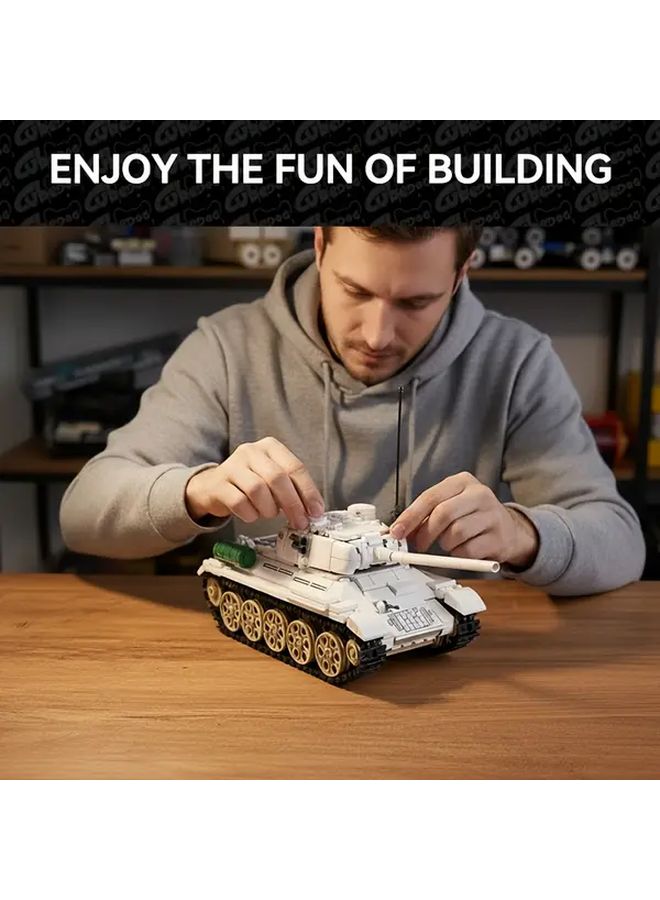 T34 Christmas Snow Medium Tank Building Blocks Set Military Armored Vehicle Model Gift - Image 4