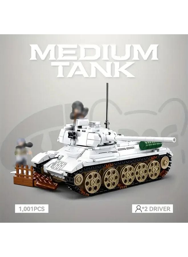 T34 Christmas Snow Medium Tank Building Blocks Set Military Armored Vehicle Model Gift - Image 1