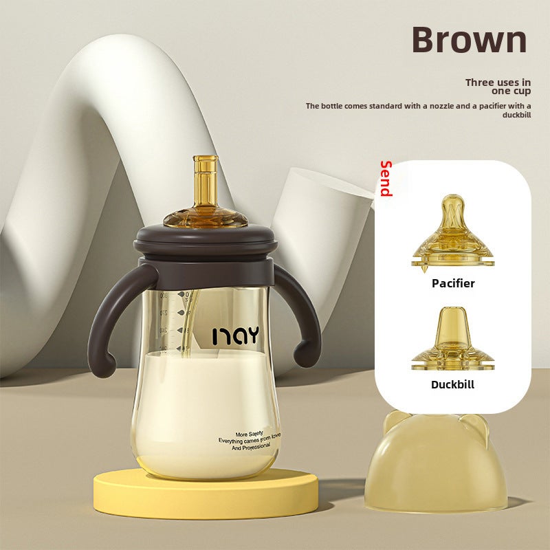 Noiain Baby Bottle Nano Silver Antibacterial Straw Cup Wide Diameter Anti-Colic with Handle Manufacturer Ready for Cross-Border(N-0019 nano color 300ml) - Image 1