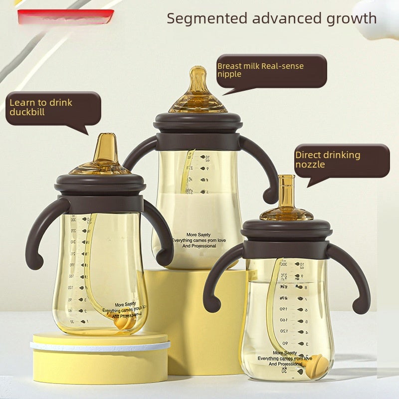 Noiain Baby Bottle Nano Silver Antibacterial Straw Cup Wide Diameter Anti-Colic with Handle Manufacturer Ready for Cross-Border(N-0019 nano color 300ml) - Image 4