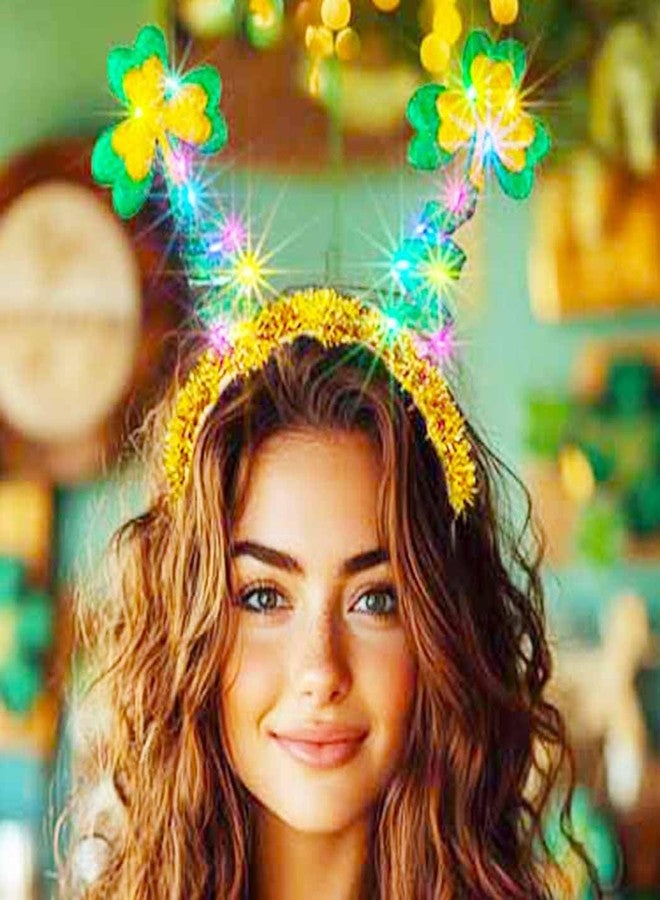 Zoestar St. Patrick's Day Light Up Headband LED Shamrock Headbands Glow Irish Festival Hair Accessories for Women - Image 2