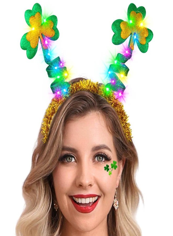 Zoestar St. Patrick's Day Light Up Headband LED Shamrock Headbands Glow Irish Festival Hair Accessories for Women - Image 1