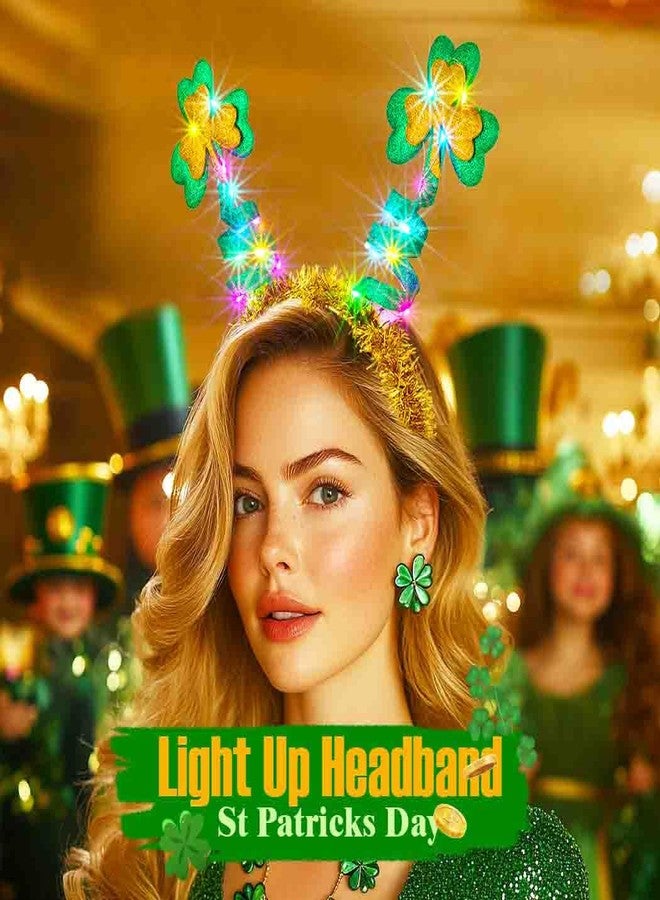 Zoestar St. Patrick's Day Light Up Headband LED Shamrock Headbands Glow Irish Festival Hair Accessories for Women - Image 4