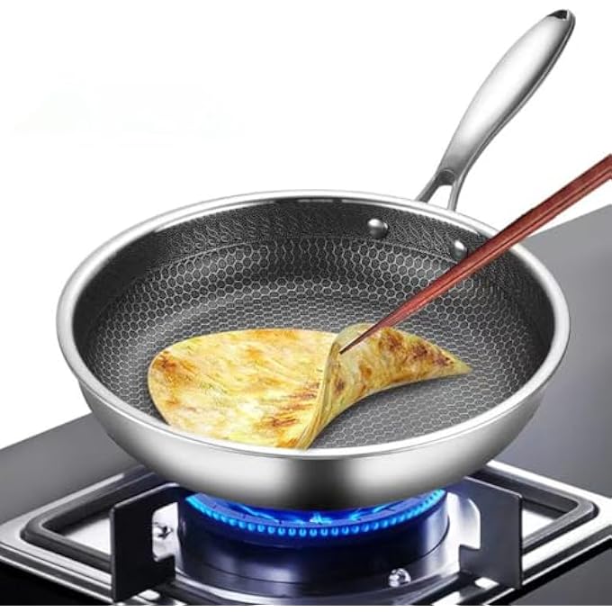 Unity Nonstick Frying Pan Honeycomb Coating Flat Bottom Omelette Pan Wok Skillet Fry Pan Griddle Stainless Steel Cooking Utensils - Image 5
