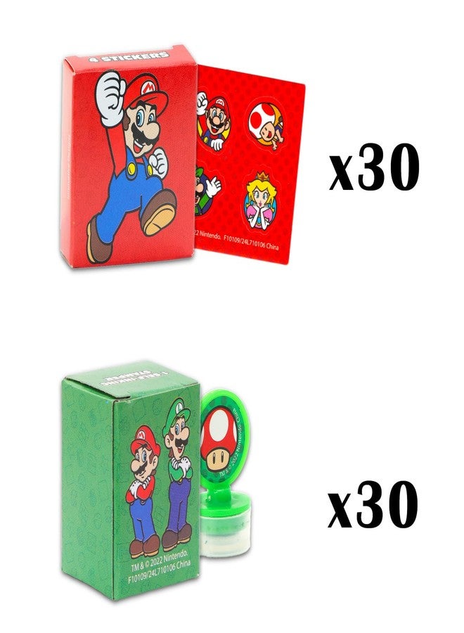 سوبر ماريو مجموعة هدايا حفلات سوبر ماريو بالجملة ~ حزمة تضم 60 صندوق هدايا ماريو مع ملصقات وأختام لحفلات أعياد ميلاد الأطفال | صناديق جوائز ماريو للفصول الدراسية - Image 3