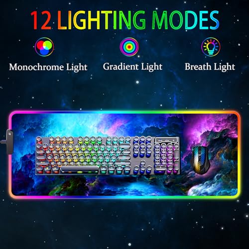 Armanza RGB Gaming Mouse Pad Large Mousepad with Led Light Keyboard Pad Gaming Accessories for Desk NonSlip Rubber Base Big Mouse Mat for Gamer 315 X 118 Inch Dazzling Galaxy - Image 3