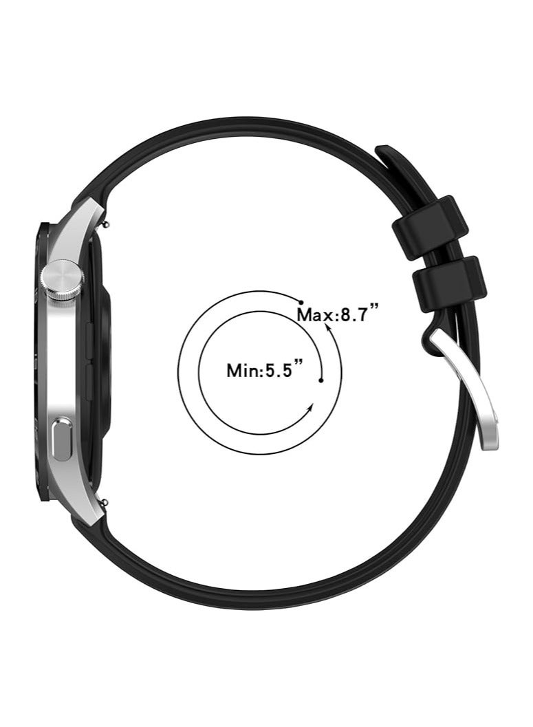 Anmi 2 PCS Replacement  Strap Silicone Band for Huawei Watch GT4  46mm(Black/Navy Blue) - Image 5