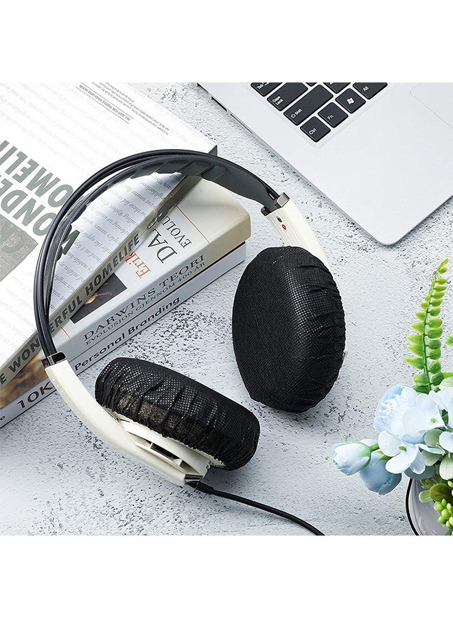 GMORO 100 Pieces Disposable Headphone Covers Non-Woven Sanitary Headphone Ear Covers Black Fabric Headset Covers Ear Pad Covers for Headphones Dust-Proof Sanitary Headset Ear Pads - Image 3