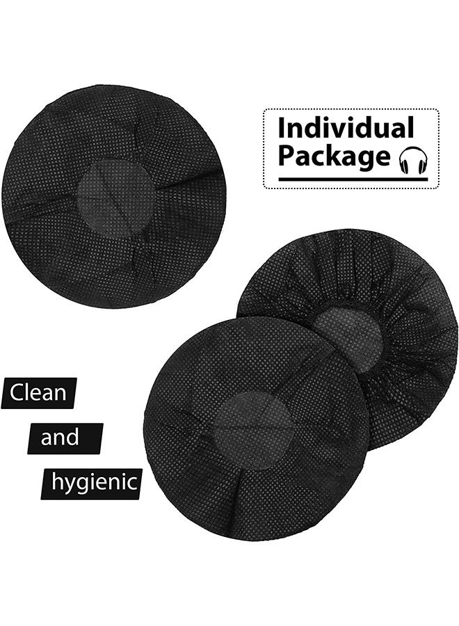 GMORO 100 Pieces Disposable Headphone Covers Non-Woven Sanitary Headphone Ear Covers Black Fabric Headset Covers Ear Pad Covers for Headphones Dust-Proof Sanitary Headset Ear Pads - Image 2