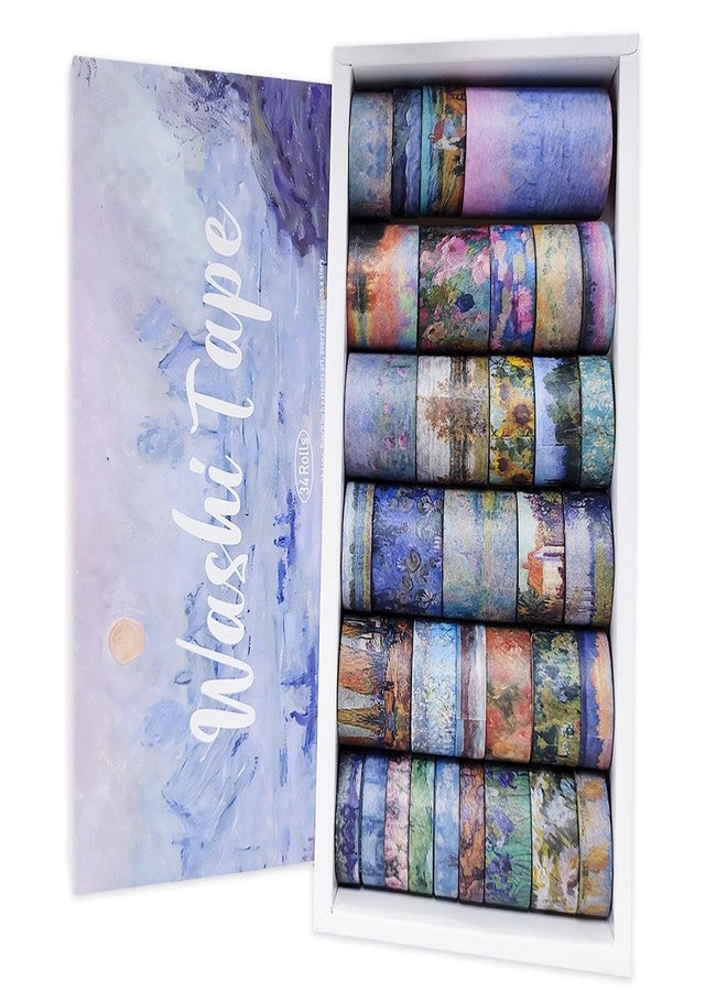Bomichi 34 Rolls Washi Tape, Aesthetic Colored Decorative Cute Scrapbook Tape for Scrapbooking Supplies Journaling Craft Junk Journal - Image 1