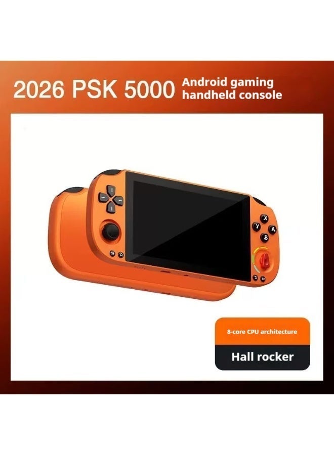 جيب جهاز ألعاب محمول جديد كليًا Android PSK5000 مفتوح المصدر بشاشة HD محمولة بحجم 5 بوصات، وحدة تحكم ألعاب أركيد محمولة، واي فاي 2.4G/5G وبلوتوث 5.0، ألعاب سحابية/تدفق عن بعد Xbox/PS (برتقالي) - Image 1