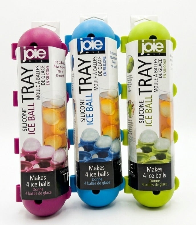 Joie MSC Joie Silicone Ice Ball Tray 1 Piece Assorted Color, 4 Ice Ball Mold Maker Large Round Ice Cube Mold BPA Free Flexible Ice Sphere Tray for Whiskey Cocktails Juice Drinks Freezer - Image 1