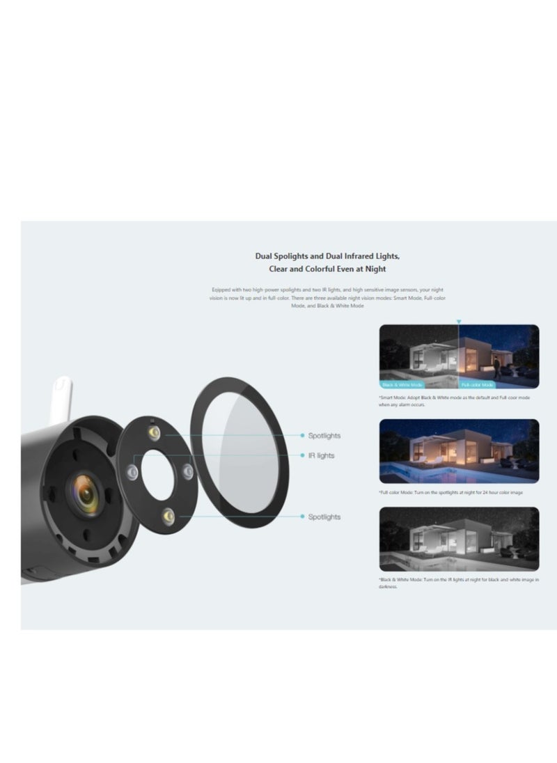 Tenda - Tenda CT6 2K WiFi Security Cameras for Home Security - Built-in Night Vision with Outdoor Flashlights, Dual Antennas, AI Motion Detection, Dual Audio, IP66 dust -water resistant , H.265, Security Came - Image 1