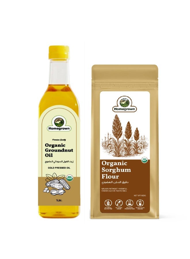 HG Organic Groundnut Oil + HG Organic Sorghum Flour ( Jowar Atta )( 2 Pack  )