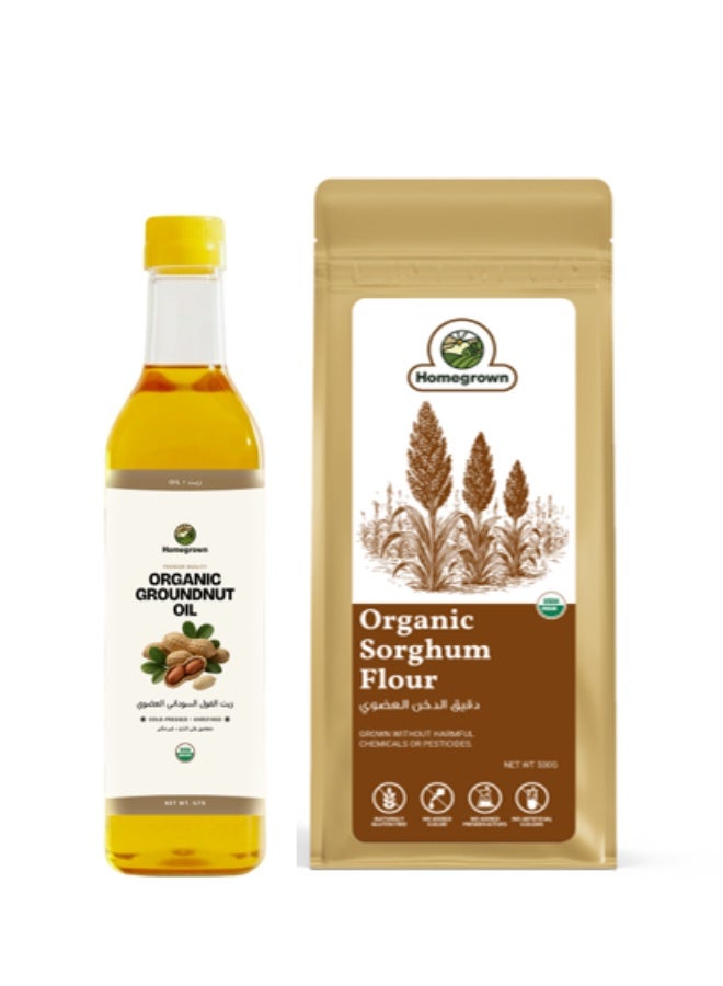 HG Organic Groundnut Oil + HG Organic Sorghum Flour ( Jowar Atta )( 2 Pack  )