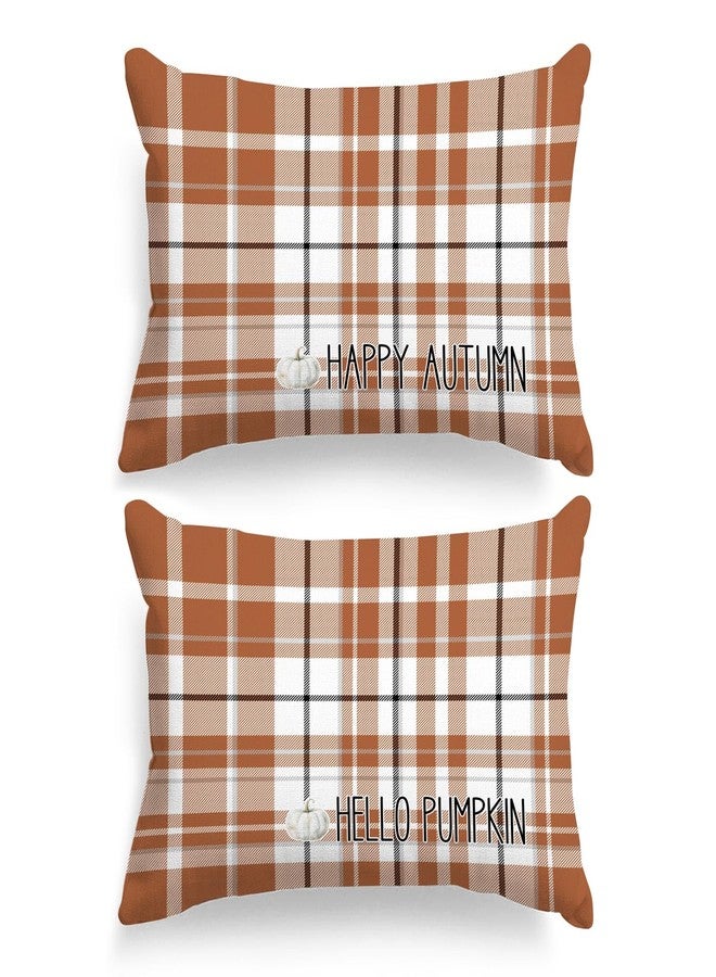 Benjia Fall Standard Pillowcase 20x26 Set of 2, Brown and White Checkered Decorative Lumbar Pillow Cases 20 x 26 Long Rectangle Standard Shams Throw Bed Pillow Covers Autumn Cushion Cover - Image 1