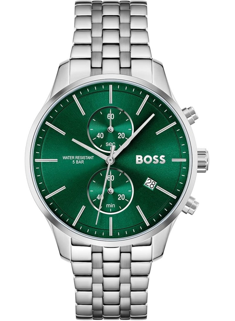 HUGO BOSS Men 1513975 Analog Stainless Steel Watch 43mm, Silver - Image 1