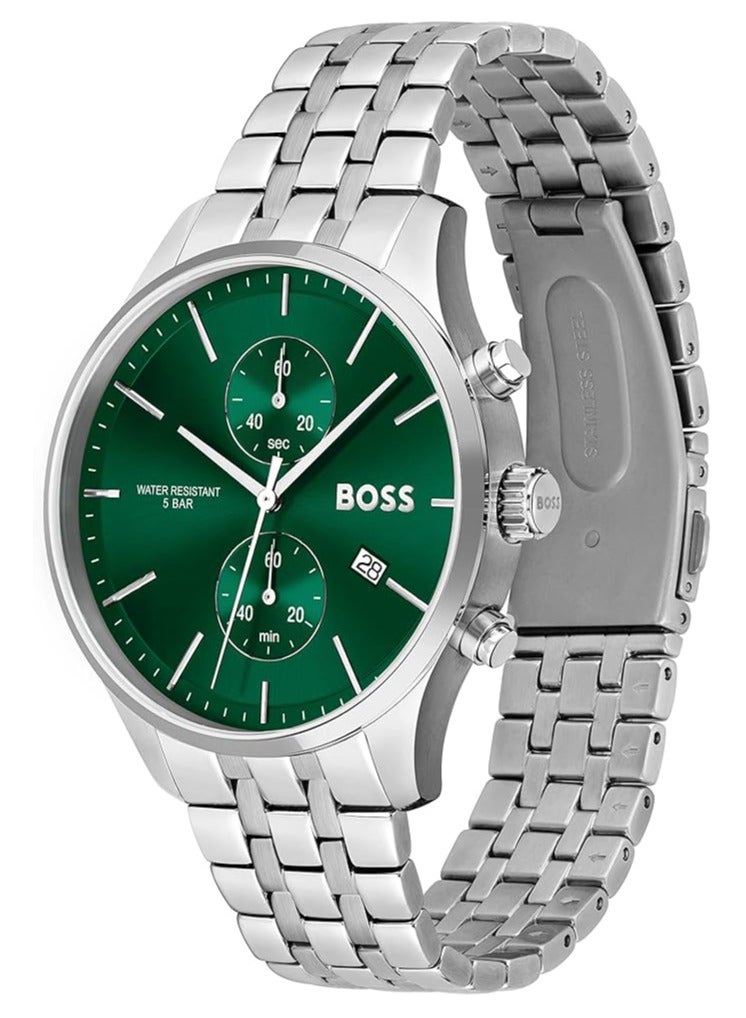 HUGO BOSS Men 1513975 Analog Stainless Steel Watch 43mm, Silver - Image 2