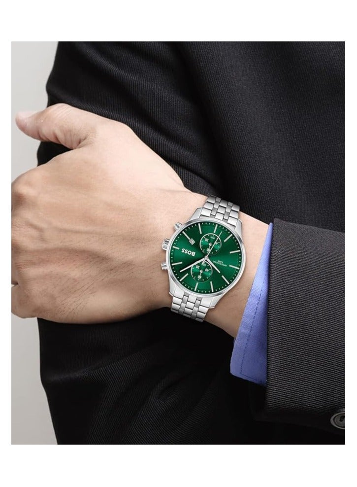 HUGO BOSS Men 1513975 Analog Stainless Steel Watch 43mm, Silver - Image 4