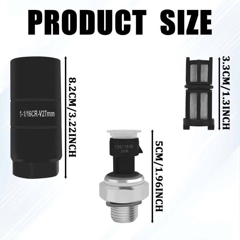 HHZL Oil Pressure Sensor Socket 12673134 Oil Pressure Switch Sending Unit for 2009-2020 Chevy Silverado 1500 2500 3500 4500 Tahoe Suburban Avalanche, GMC Savana Sierra Yukon, Cadillac CTS Escalade - Image 2