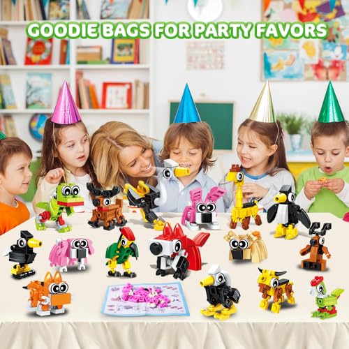 HOGOKIDS 60 Kinds Party Favors for Kids, 20 Pack 3-in-1 Animals Building Block Toy Sets for Goodie Bags Stocking Stuffer Classroom Prizes Birthday Christmas Easter Gifts for Boys Girls Ages 6-12+ - Image 5