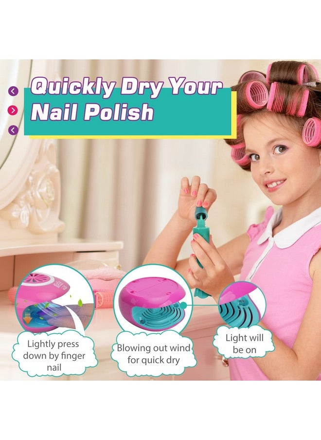 Amagoing - Amagoing Nail Art Kit for Girls, Kids Nail Polish Play Set with Nail Dryer, 2 in 1 Nail Pens,Sticky Cartoon Fake Nail, DIY Sticker, Nail Studio Decoration Birthday Christmas Gift for Kids Age 6-12 - Image 1