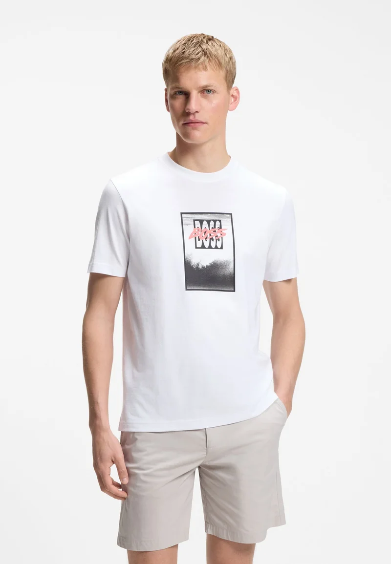 بوس Cotton-jersey T-shirt with printed artwork