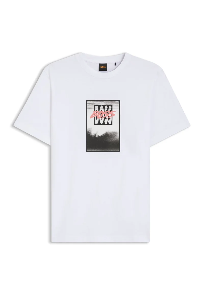 BOSS White Cotton-jersey T-shirt with printed artwork for Men | Best Price UAE