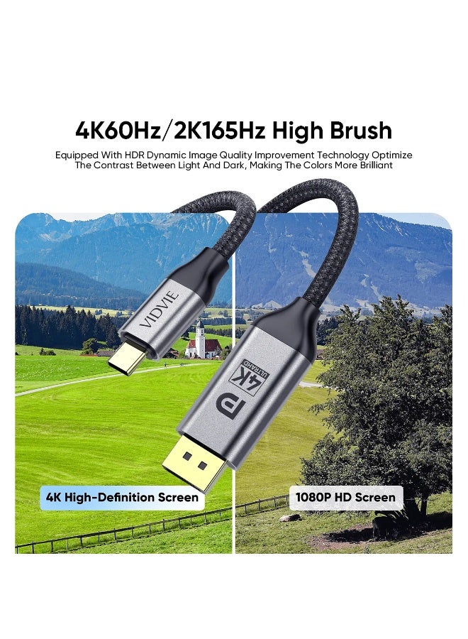 فيديفي كابل VIDVIE HD02 من USB-C إلى DisplayPort بطول 2 متر – يدعم 4K@60Hz - Image 5