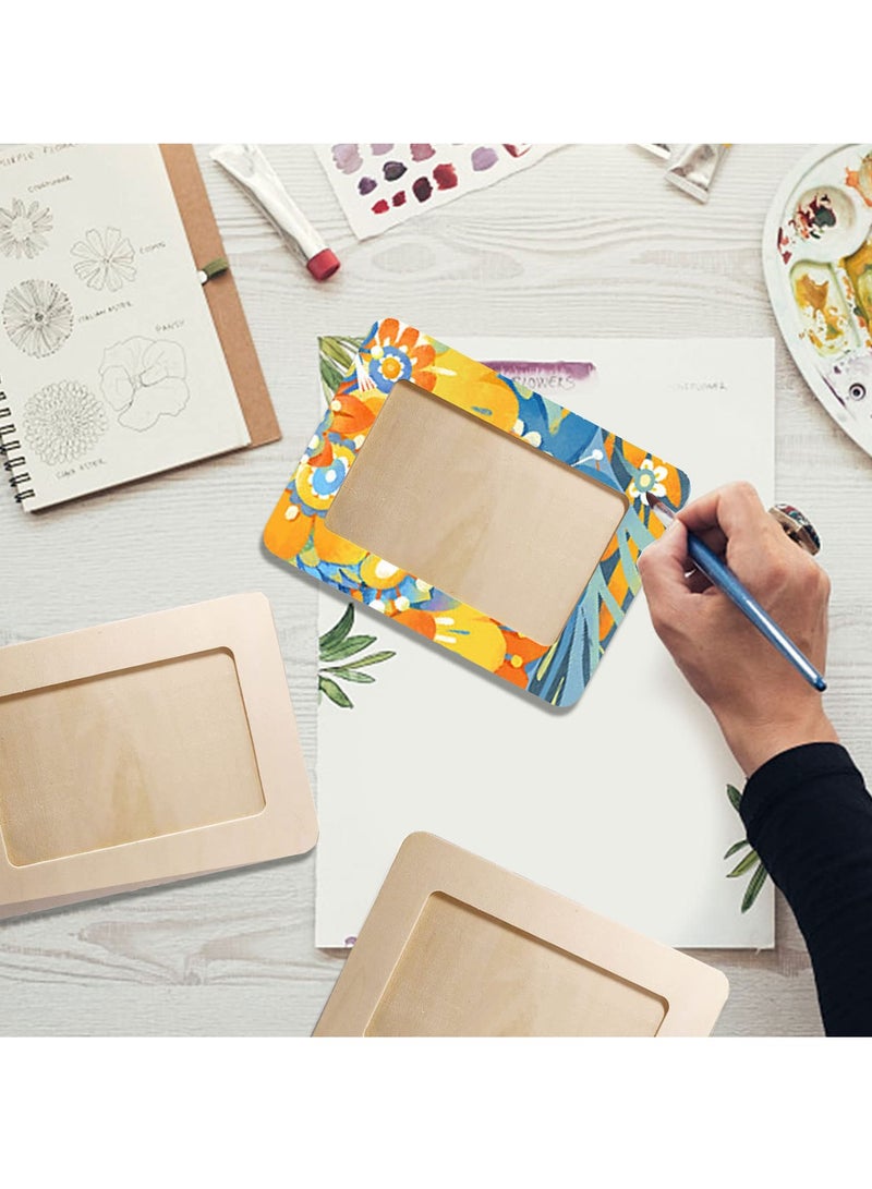 SYOSI إطارات صور خشبية غير مكتملة للفنون والحرف 15 قطعة إطارات صور خشبية للحرف اليدوية مجموعات حرفية لإطارات صور الأطفال مشروع طلاء للأطفال هدايا عيد الميلاد 19 سم × 14 سم - Image 5