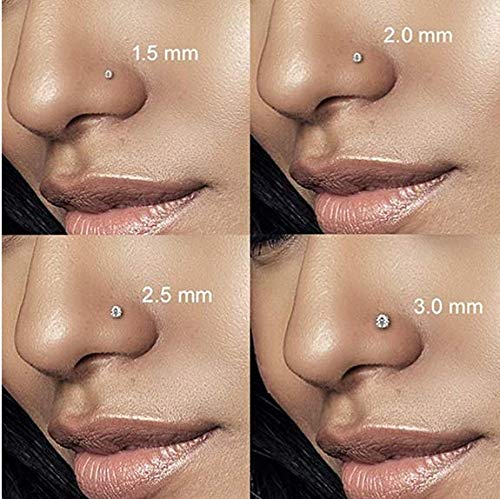 MODRSA Nose Studs, 18g L Shaped Stainless Steel Nose Rings, 4pcs Nostril Piercing Stud Set with Cubic Zirconia, Hypoallergenic Nose Studs for Women - Image 2