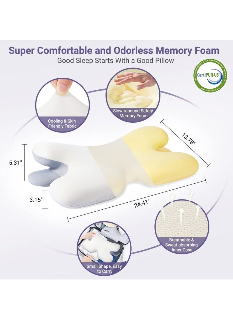 Y&D Cervical Pillow for Neck Pain Relief, Odorless Memory Foam Pillows, Ergonomic Contour Orthopedic Relief with Soft Cooling Pillowcase, Sleeping Side, Back, Stomach Sleeper  - Image 3