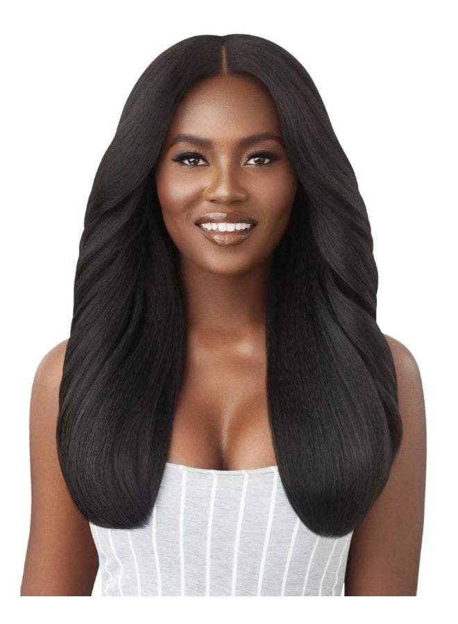 Outre Big Beautiful Human Hair Blend U Part Cap Leave Out Wig DOMINICAN BLOWOUT 22 NBLK - Image 1